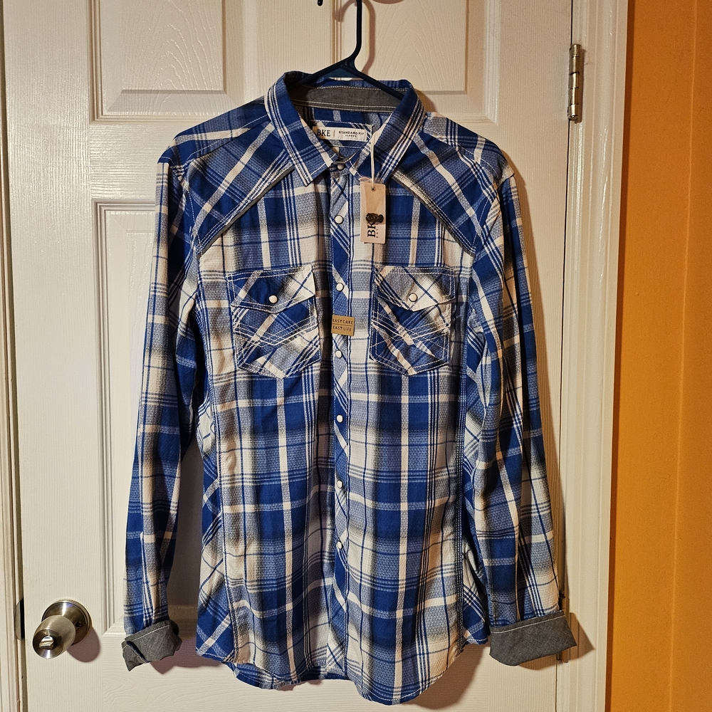 BKE Men's Size XL Plaid Button Down Shirt NEW!